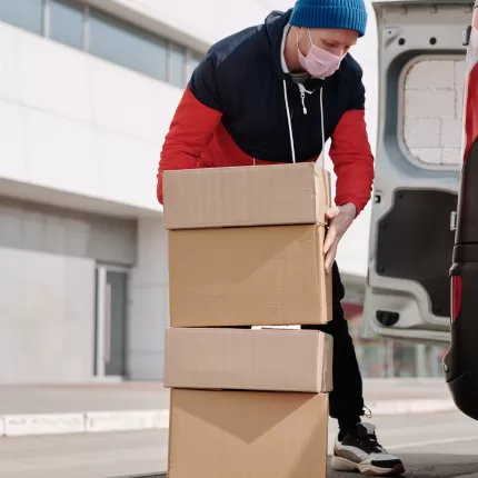 Delivery driver with parcel