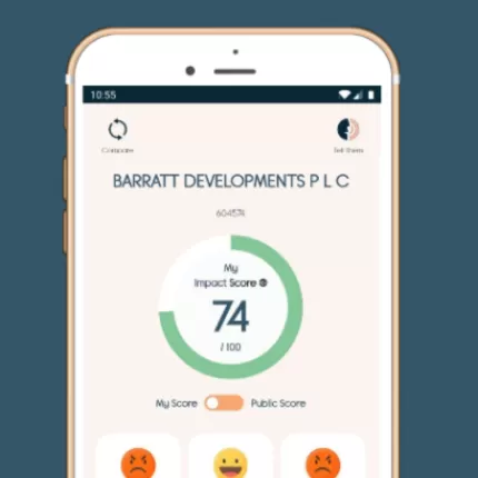 The Impact Score app open on a smartphone